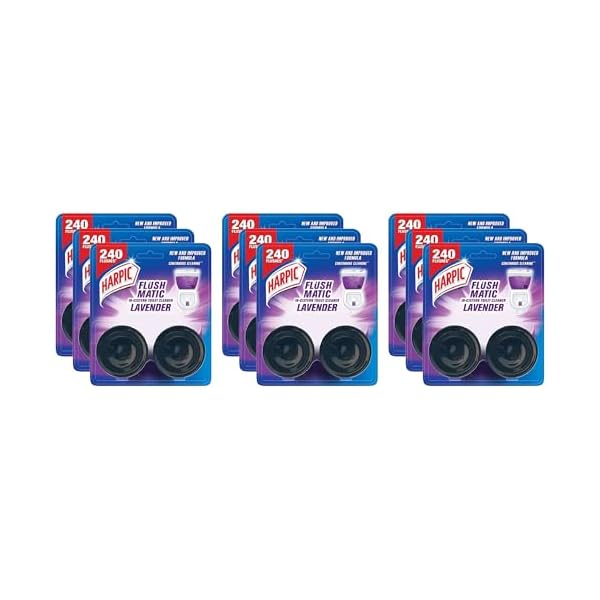 

Harpic Flushmatic In-Cistern Toilet Cleaner Blocks, Лаванда - 100 г (Упаковка з 9 шт) | Кульки для очищення зливу туалету