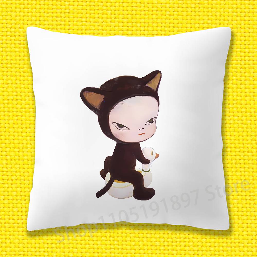 Japanisches Mädchen Y-Yoshitomo Nara Kissenbezug Für 50x50cm 30x30cm 55x55cm 45x45cm 40x40cm Quadratischer Bettkissenbezug