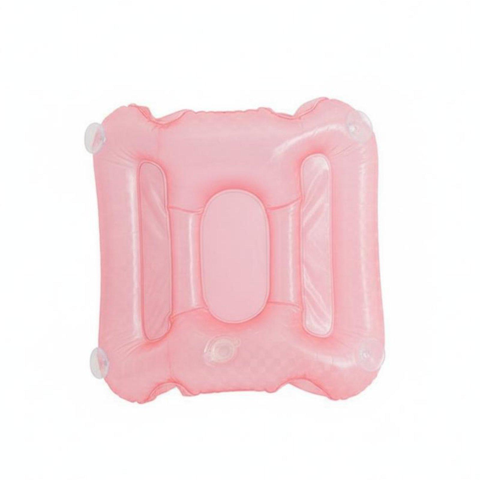 Bathtub Booster Pad Shimmery Finish Inflatable Bath Seat Suction Holder Spa Pillow Non-Slip Bathroom Accessory for Seniors розовый