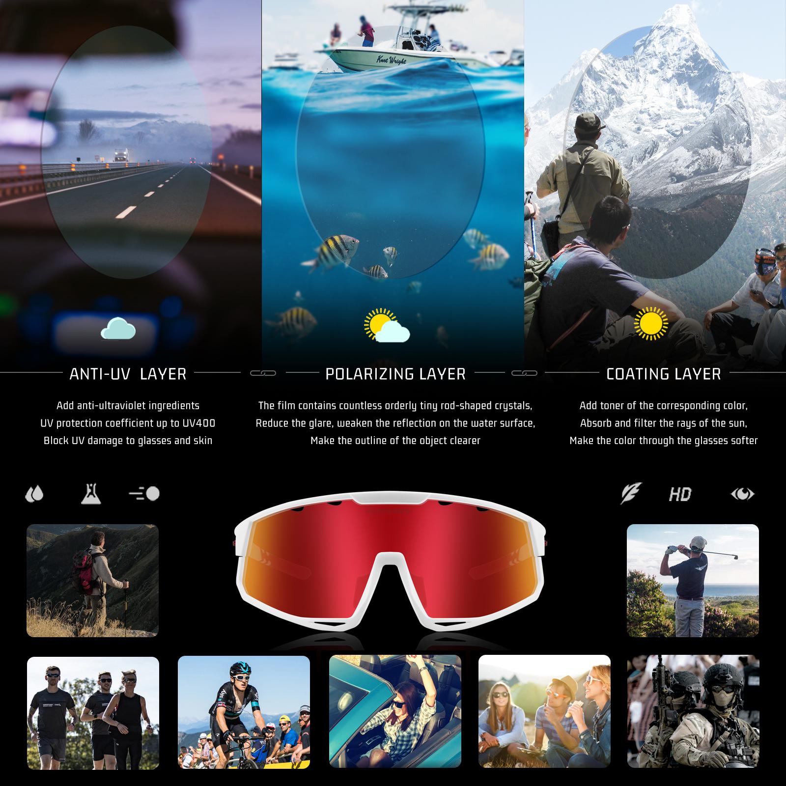 Queshark поляризационные спортивные очки для мужчин и женщин велосипедные солнцезащитные — фото 6