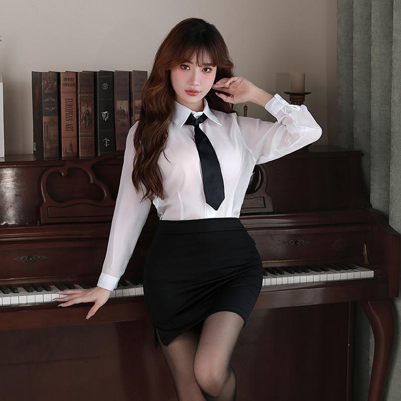 Sex Underwear Sexy Passion Suspender Pajamas Women's Transparent Hollow Hot Uniform Lace Seduction Deep Dress