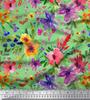 Soimoi Japan Crepe Satin Fabric Flower & Leaves Watercolor Decor Fabric Printed metre 42 Inch