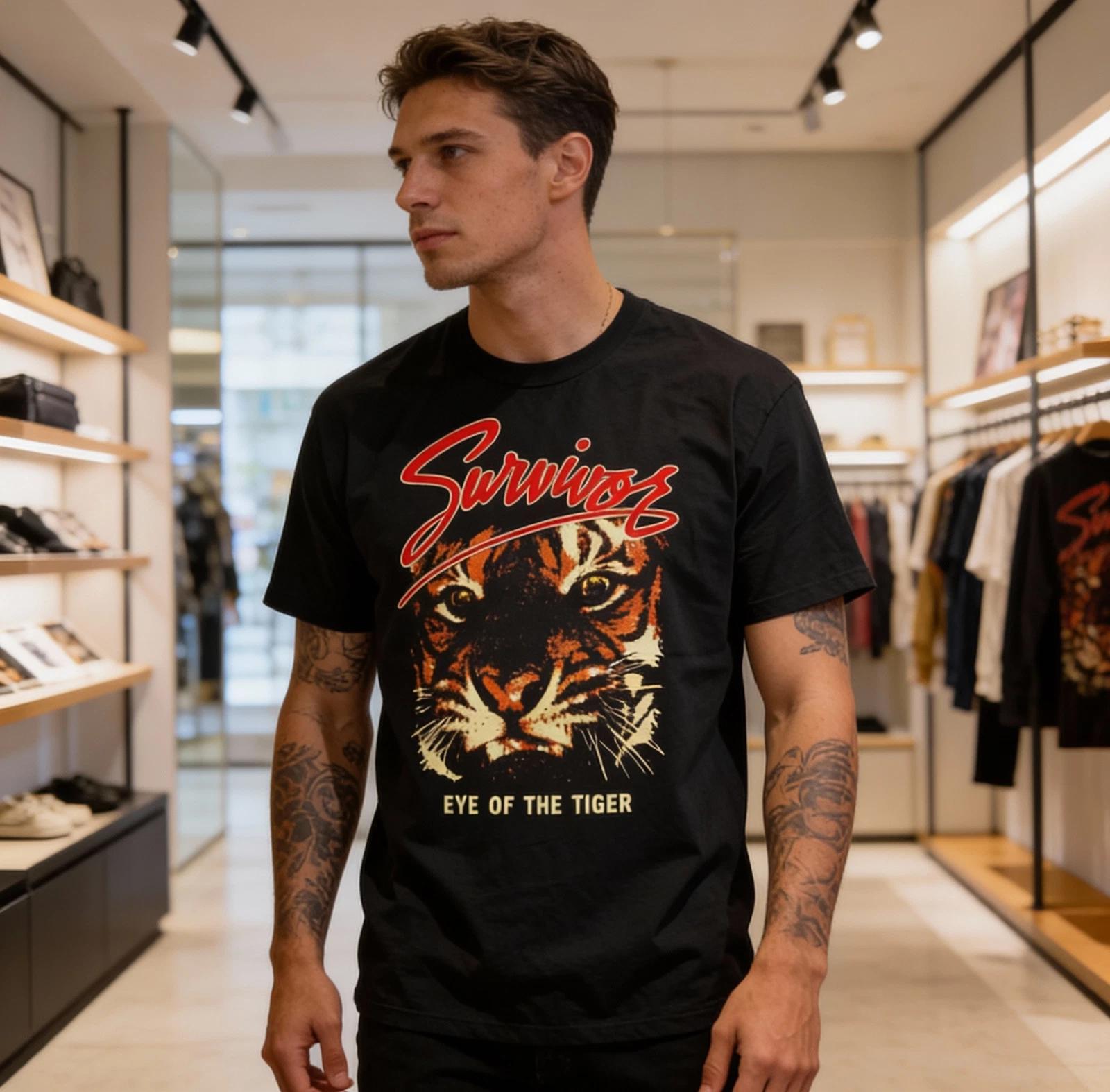 Rare Survivor Eye of the Tiger Collection Black All Size T-Shirt L