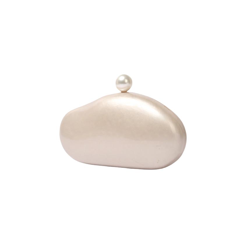 Acrylic Oval Big Ball Shell Clutch Bag For Women Elegant Pearl Decoration Modern Novelty Shaped Evening Bag Chain Purse Handbags белый
