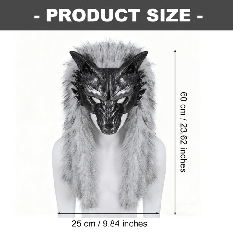 Maschera da Lupo Pelliccia Sintetica Vikinga Volpi Maschera Copricapo Animale Peloso Costumi Cosplay da Lupo per Festa in Costume