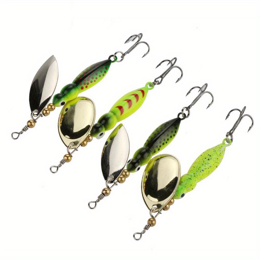 4 Colors 15g Rotating Glitter Metal Insect Bait Set Luya Fishing Lure for Freshwater