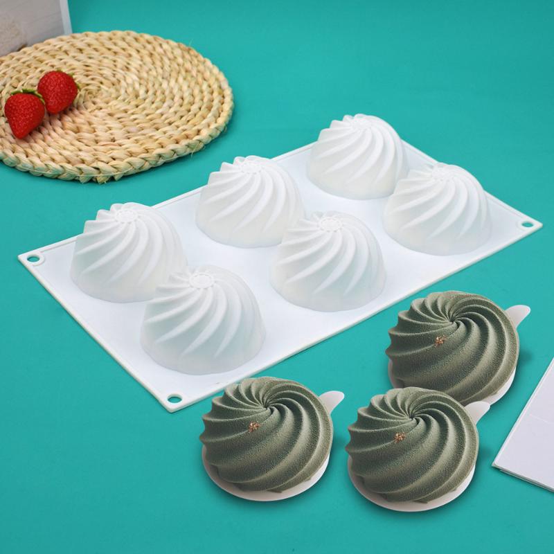 6 Cavity Spiral Diamond Cactus Texture Silicone Cake Molds Mousse Dessert Baking Tools Soap Mould Diy Candle Mold Kitchen