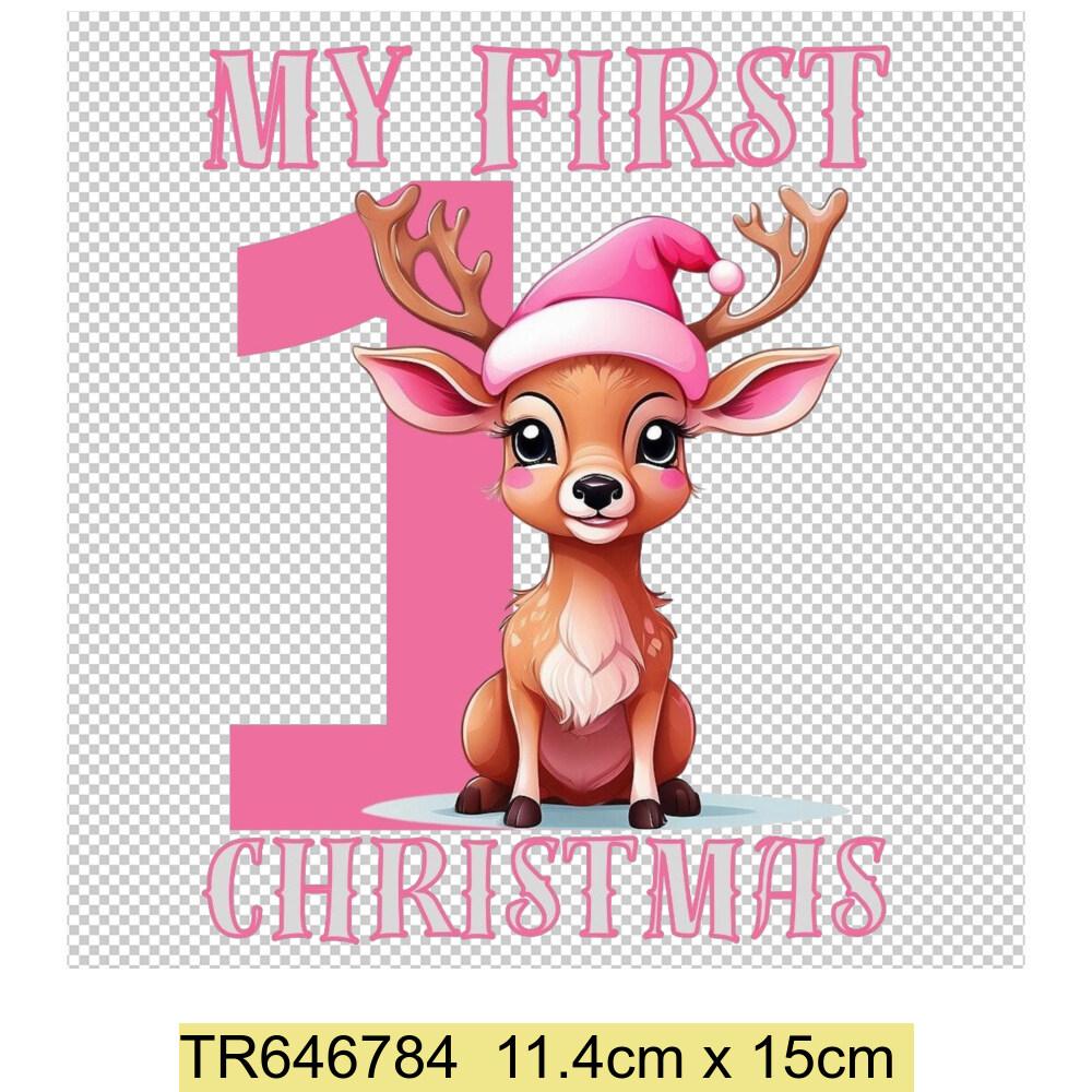 My First Chrismas DIY Clothing Heat Transfer Sticker Kids T-shirt Infant Romper Clothing Patches Heat Transfer Xmas Sticker
