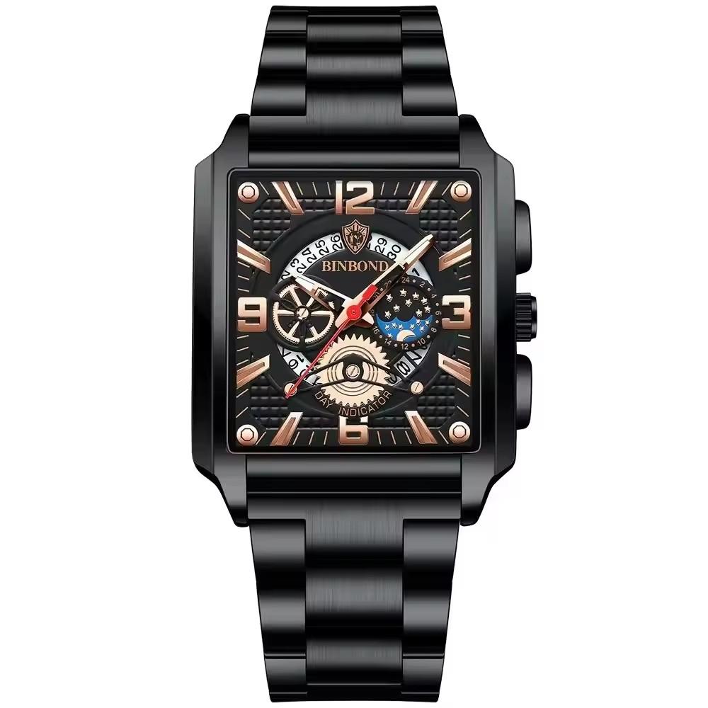 BINBOND 5663 B5663 Top Luxury Men Watches Business Top Brand Man Wristwatch Waterproof Luminous Date Week Quartz Men's Watch