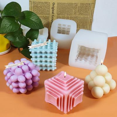 3d Kabarcık Küpü Soya Balmumu Mum Kalıbı Kendin Yap Silikon Alçı Dekorasyon Mum Kalıbı Soya Aroma Balmumu Sabun Kalıbı Mum El Sanatları