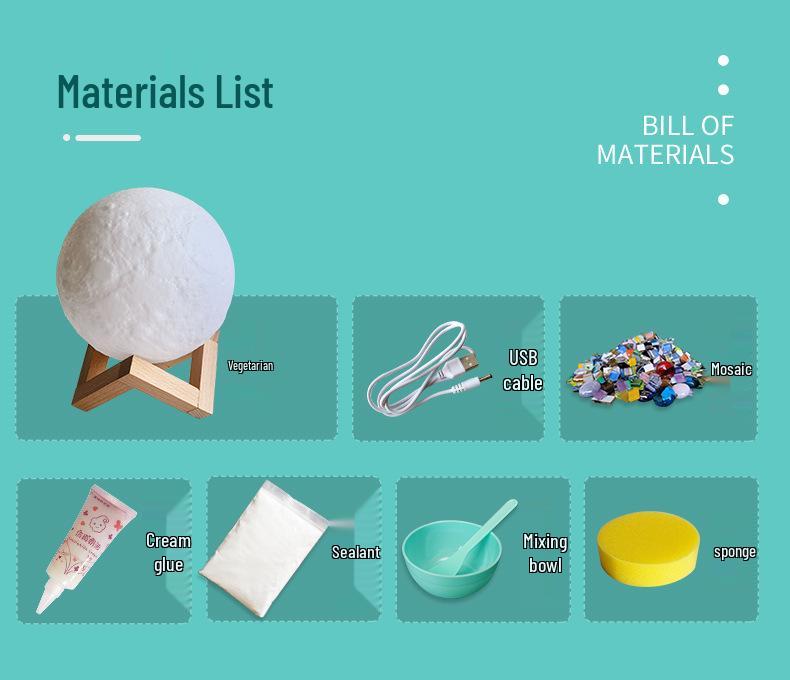 Κιτ Μωσαϊκού Φεγγαριού DIY - Χειροποίητο Νυχτερινό Φως Αφής για την Ημέρα της Μητέρας