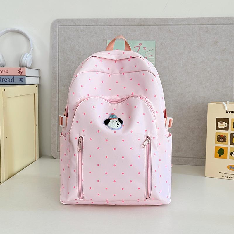 School bag schoolbag ins style versatile high value polka dot Korean girl light first big travel backpack