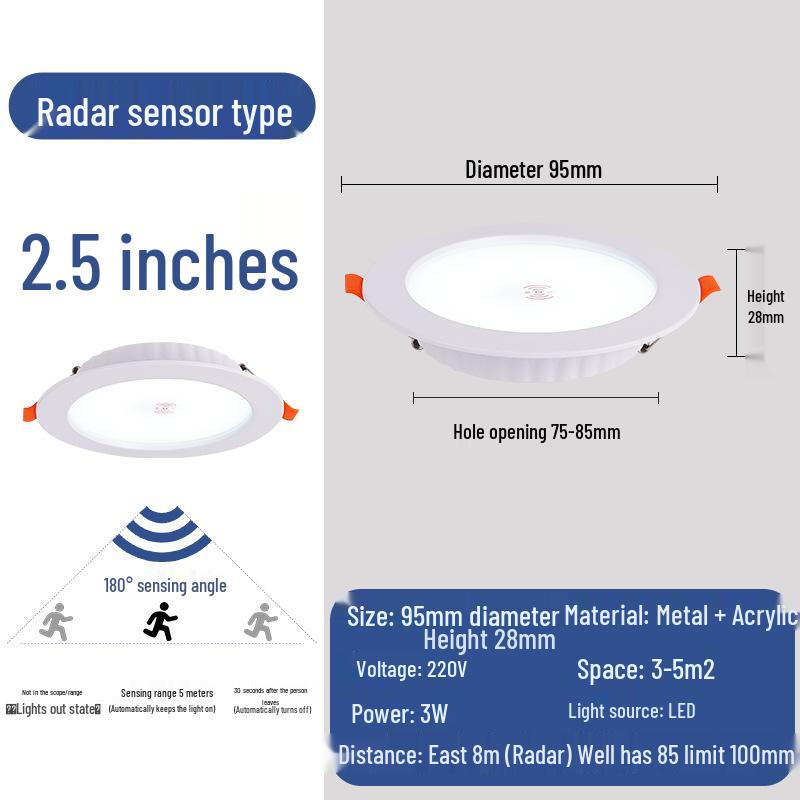 Ultra-Thin Anti-Glare Sensor Downlight for Hotel & Corridor Ceilings