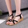 Fashion Summer Fashion New Casual Wedge Round Head Flower Comfortable Solid Color Bead Women's Plus Size Sexy Sandals