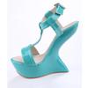 Fashion Strange Style Heel Women Novelty Shoes Metallic Leather Fashion High Heels Slingback T-Tied Mixed Color Summer Sandals