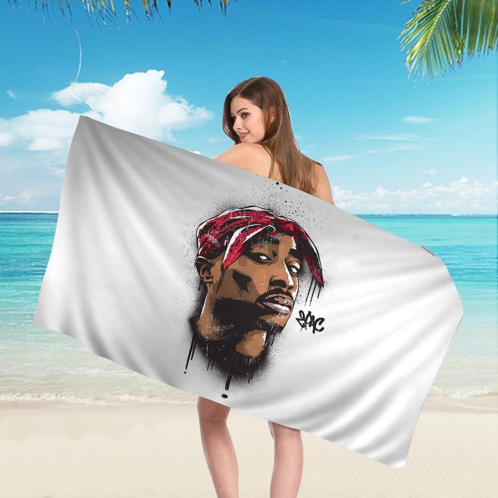 2PAC hip -hop singer Microfiber Beach Towel Absorbent Quick dry Soft Yoga Swimming Resort Mountain Climbing Towel