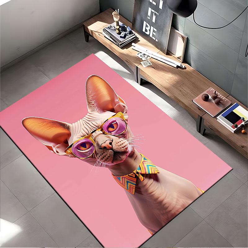 Sphynx Cat with Glasses suitable as a non-slip mat for the living room or bedroom sofa