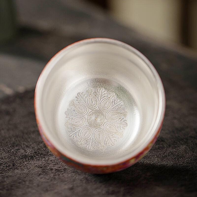 Cha Xun Phoenix Tail Enamel Gilded Silver Teacup Set