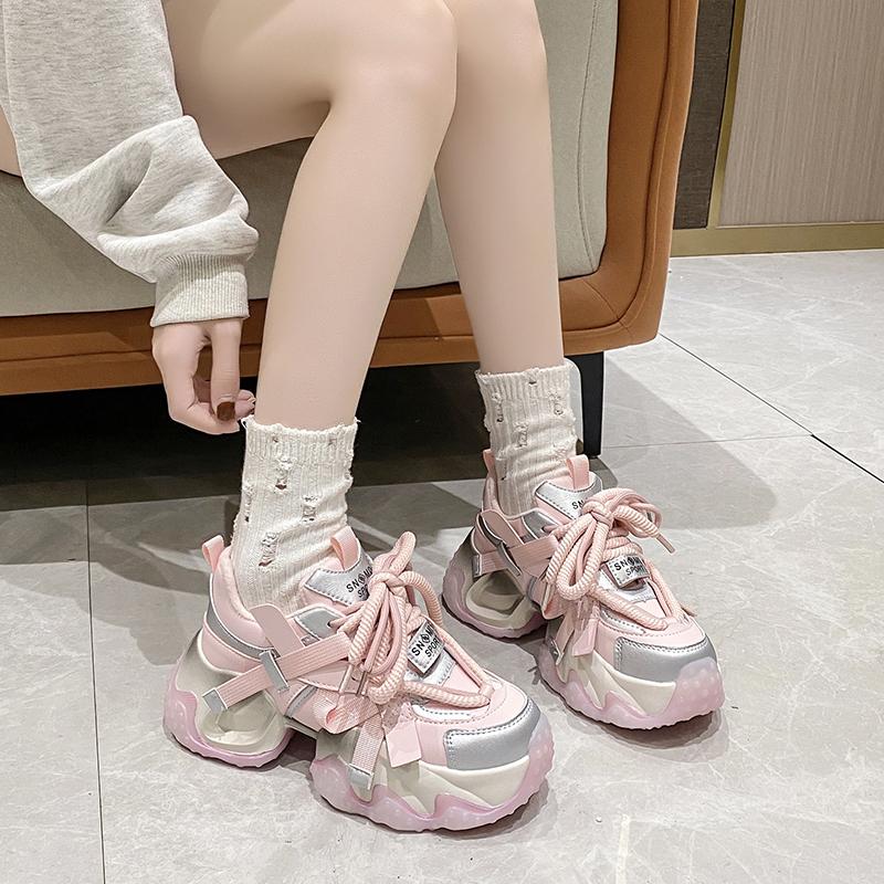 Fashion New Winter Women Warm Platform Sneakers 6CM High Heels Autumn Casual Sports Leather Shoes Trainers Chunky Sneakers Zapatos Mujer