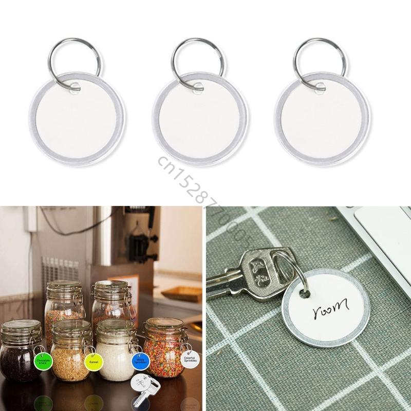 50 Pieces Metal Rimmed for Key Tags Round Paper Tags with Metal Rings White Label for Car Keys and Door Keys 31mm White AXYD
