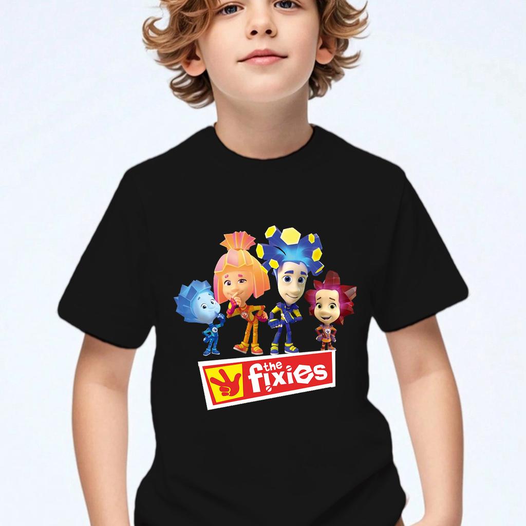 New The Fixies Cartoon Printed Boys Girls T-shirt Summer Round Neck Short Sleeve Fashion Casual Tops Children's T-shirt Clothing
