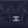 Chanel Classic Vertical Gold Logo Double C Quilted Glossy Grain Calfskin Card Holder Women accessories Navy-Blue AP0214-B10583-NN270