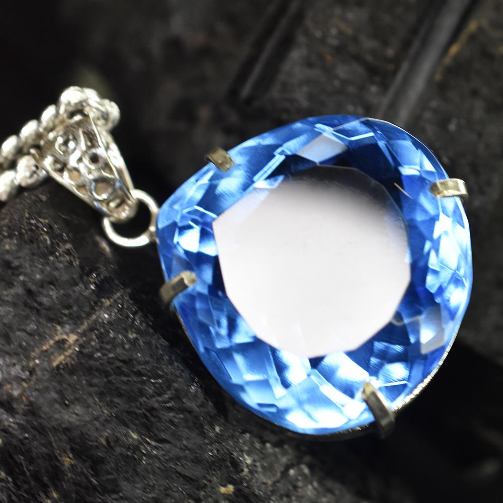 Lab CREATED 110.9 Ct CERTIFIED Blue Topaz Pear Pendant A Grade Jewelry Gems MY-PD-122-NS