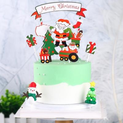 New Paper Cake Topper Merry Christmas Snowflake Santa Claus Christmas Cake Decor New Year Cupcake Toppers