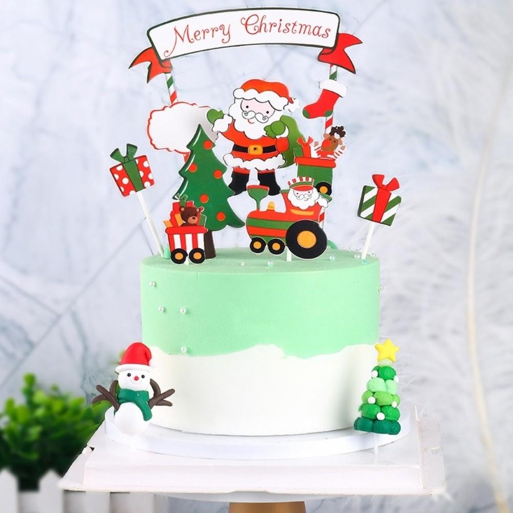 Creative Paper Cake Topper Merry Christmas Snowflake Santa Claus Christmas Cake Decor New Year Cupcake Toppers