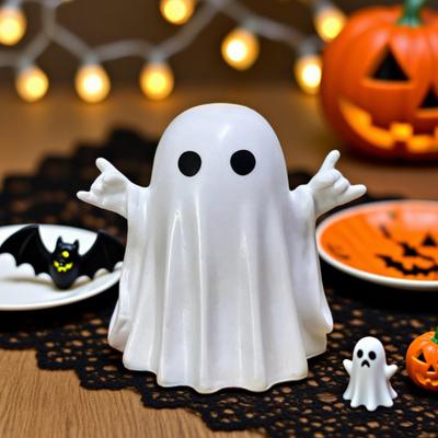 3 ks Halloweenská figurka ducha Strašidelná malá bílá soška ducha Pryskyřičné stolní ozdoby pro vnitřní výzdobu domácí kanceláře