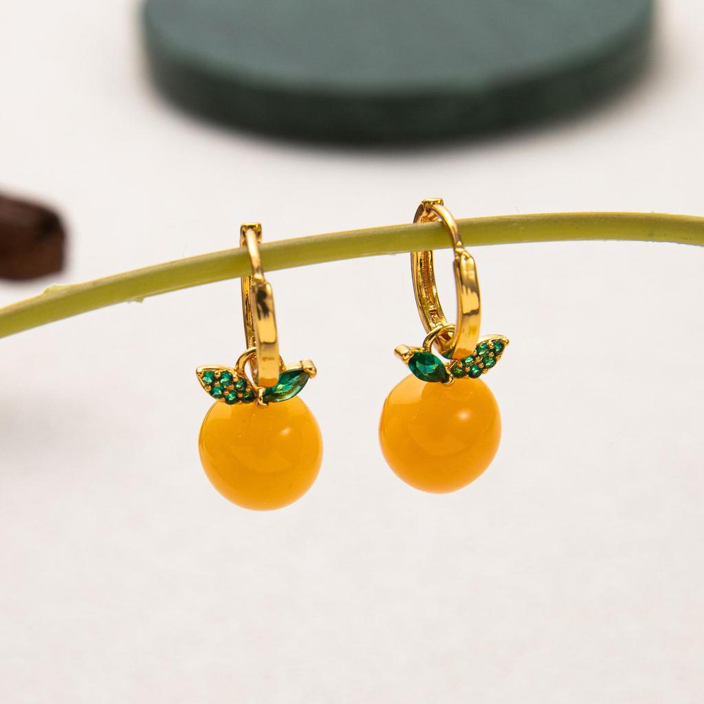 18K Gold-Plated Fruit & Vegetable Earrings: European & American INS-Inspired Fresh Design