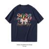 Frohes Neues Jahr 2026 Damen Großes Schleifenmuster Bedrucktes T-Shirt Silvester 2026 Baumwollhemd Familienfeier Party Kurzarm Erwachsener