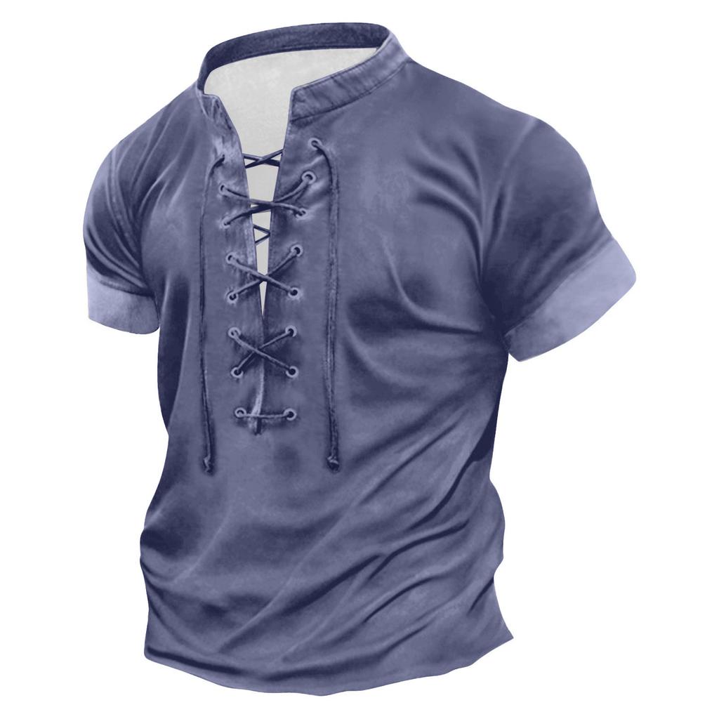 Herren-T-Shirt mit Retro-Krawatte, lässig, farblich abgestimmt, kurzärmelig