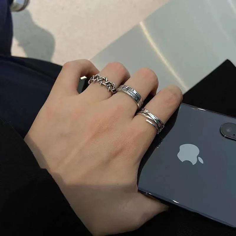 LATS Rosa Vintage Números Romanos Anillos Cool Set para Mujeres Rock Hip Hop Twist Geometría Anillo Abierto Moda Ins Joyería Regalos