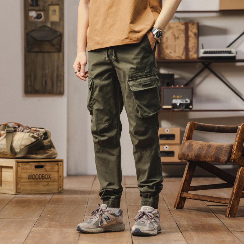 Outdoor Work Pants Men's Spring and Autumn Loose Ties American Men's Casual Elastic Trousers