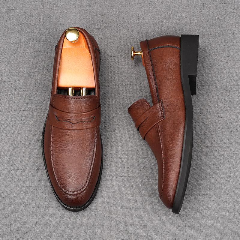 Fashion New Arrival Men's Pointed Slip On Business Flats Shoes Male Designer Penny Loafers Homecoming Wedding Dress Footwear