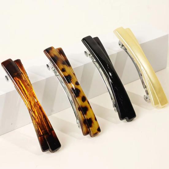 4Pcs French Style Hairpins Tortoiseshell Design Women Hair Clips with Metal Springs Lightweight Hair Accessories