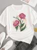 (Asian Size) sweet flower feather Short Sleeve T-shirts Women's Top T Female Print  Fashion O-neck Casual Clothing  Graphic Tee