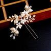 Women's Korean Style Silver & Gold Bridal Flower Hair Comb Rhinestone Crystal Hair Clips for Wedding & Anniversary Gifting