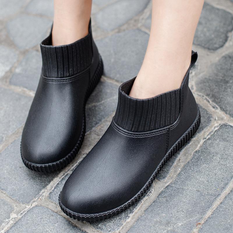 

Fashion rain shoes women s non-slip kitchen rubber shoes velvet warm outside rain boots Korean version versatile waterproof shoes 35