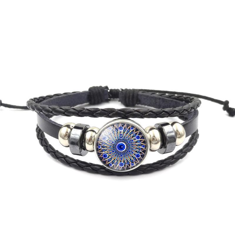 Bracciali intrecciati a mano in pelle multistrato per donna uomo Gioielli vintage Regalo