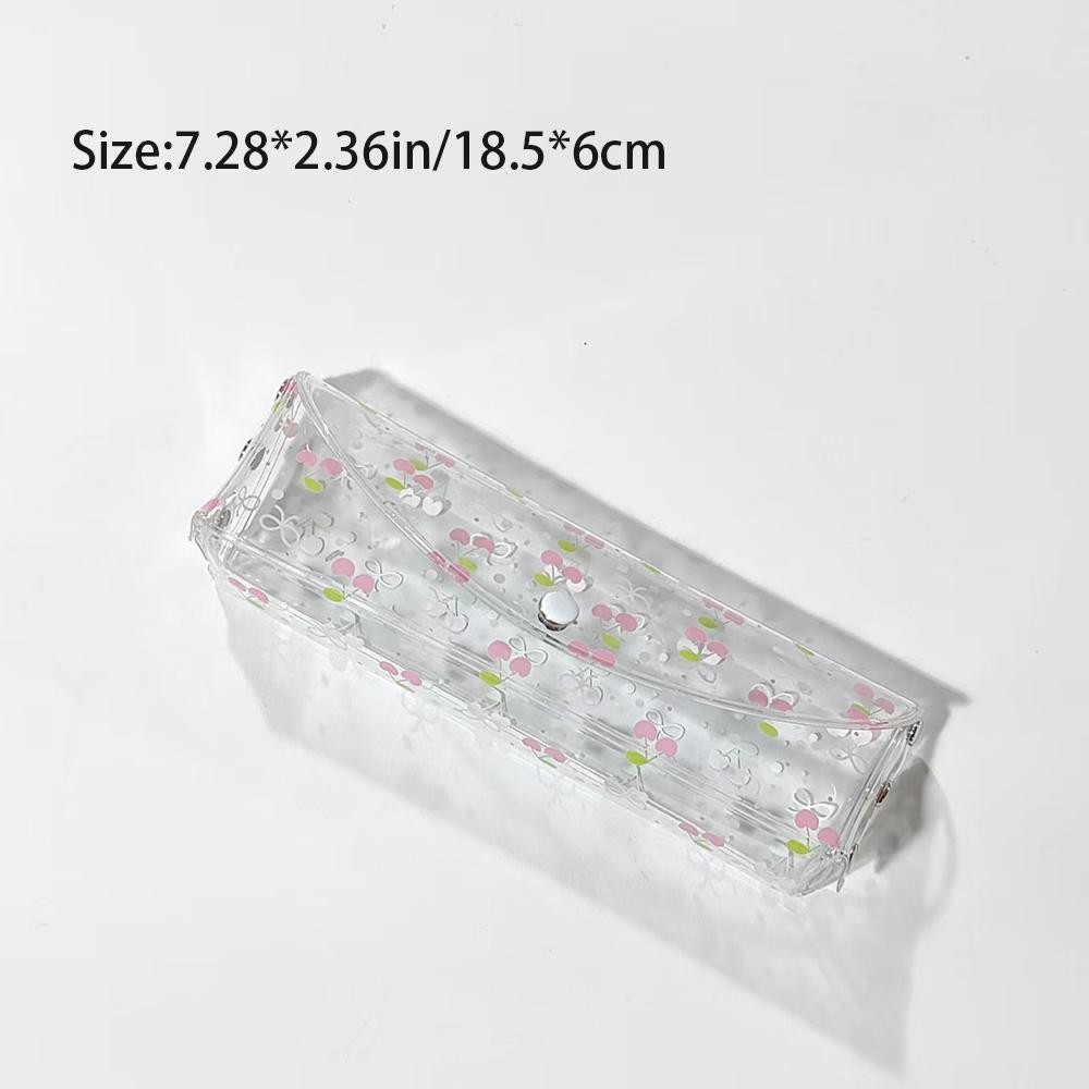 Strawberry cherry transparent pencil case, student universal life learning transparent stationery bag, pencil case