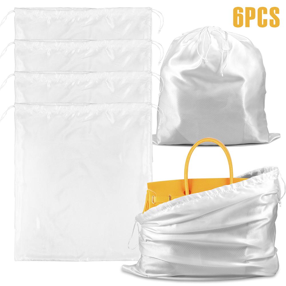 6/12Pc Portable Drawstring Bag Soft Breathable Dustproof Bags Multipurpose Travel Storage Pouch Reusable 50x45cm White Cloth Bag