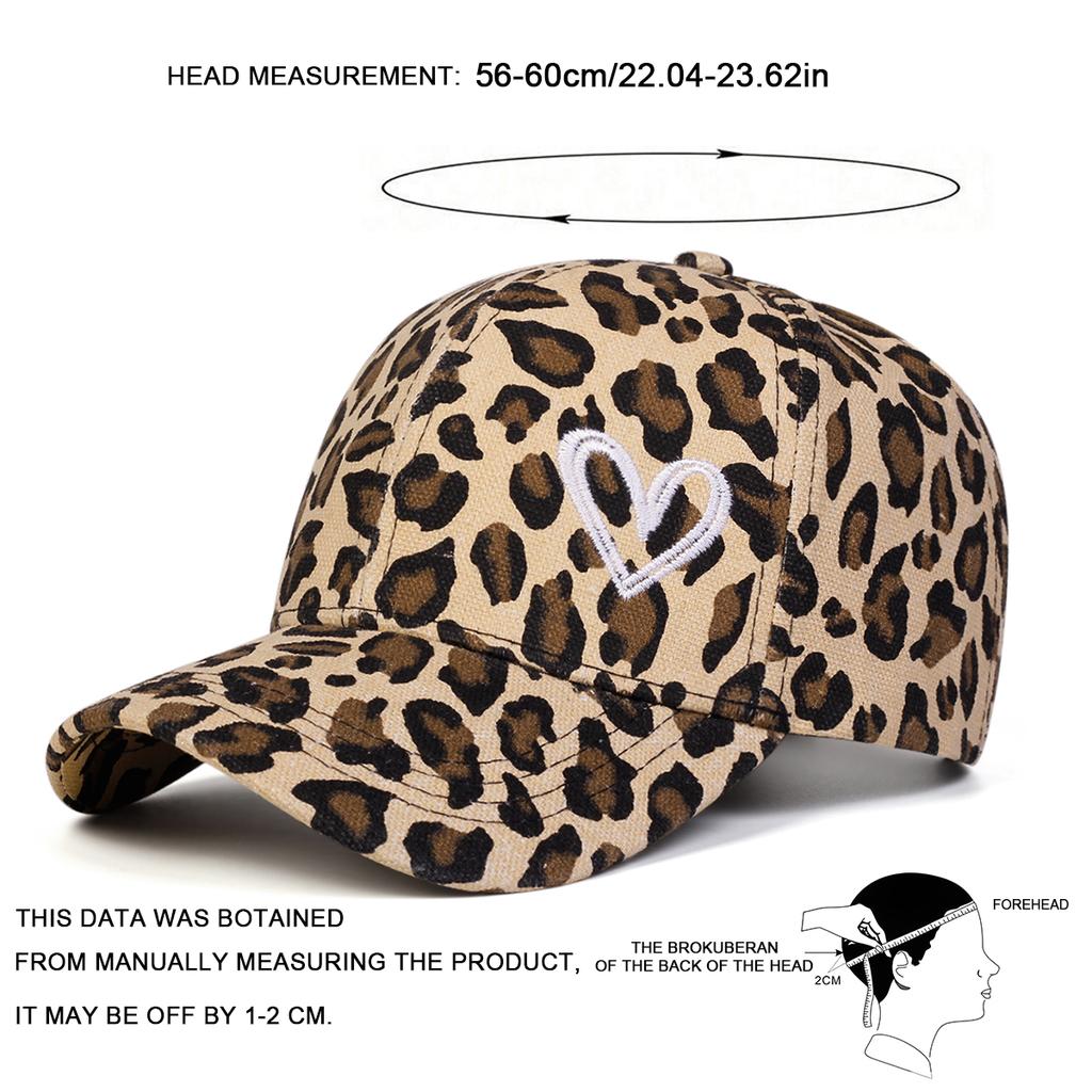 Baseball Print Leopard Stitching Embroidered Love Neutral Gender Women Men For Caps Spring Autumn Outdoor Adjustable Casual Hats Sunscreen Hat