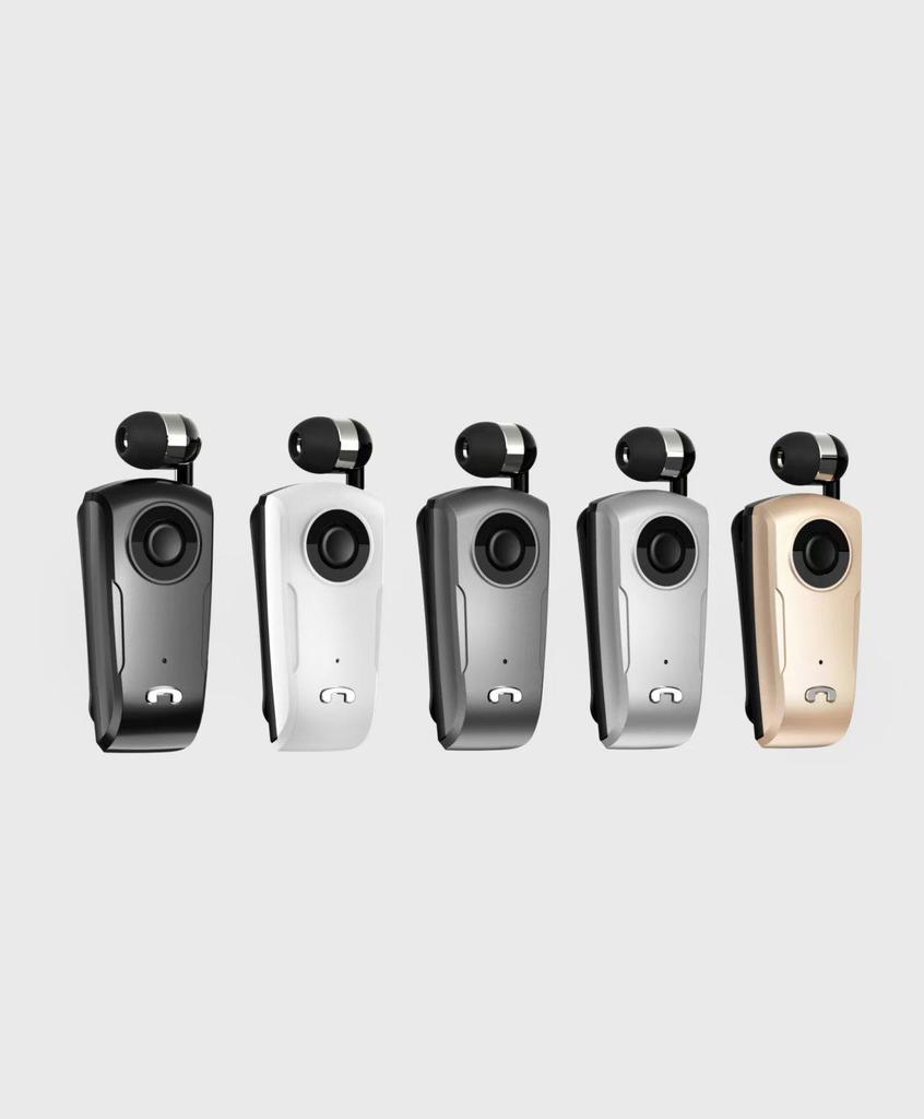 Clip-On Bluetooth Headset with Digital Display, Stereo Sound, Long Battery Life, and Retractable Cable