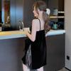 Golden velvet sexy long dress women's autumn and winter home pure desire large size suspender lace temptation suit