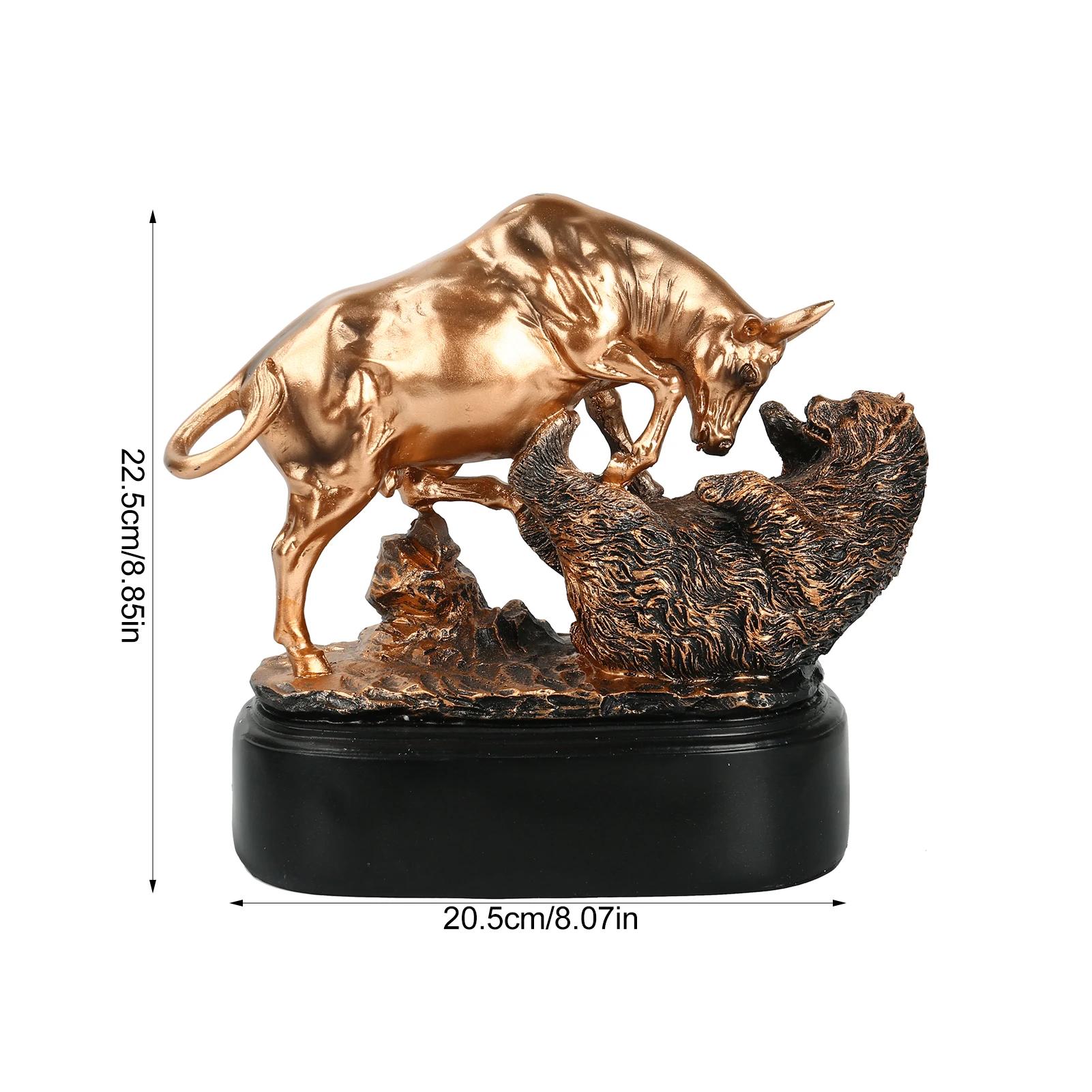 

Bull and Bear Statues Set, Resin Tabletop Decor Figurines, Stock Market Theme Ornament for Office Home Shelf Display Gift