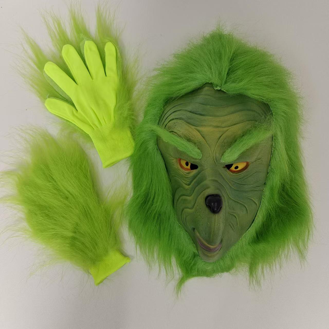 

Плюшевые зеленые перчатки Гринча и пушистый капюшон для костюма эльфа на Хэллоуин
