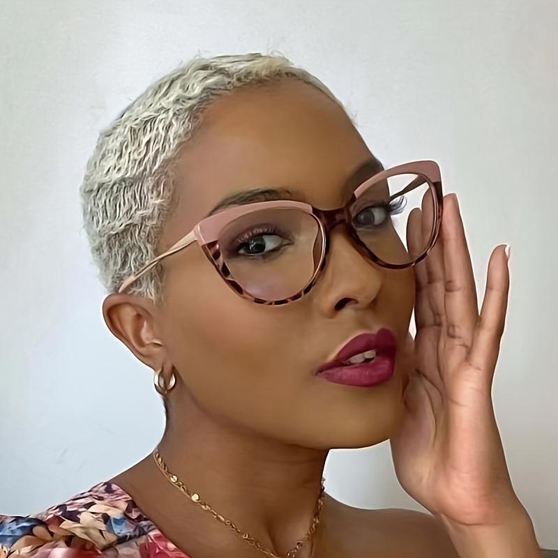 Fg Retro Photochromic Anti-Blue Light Glasses Fashionable Personalized Cat-Eye Metal Women'S Glasses
