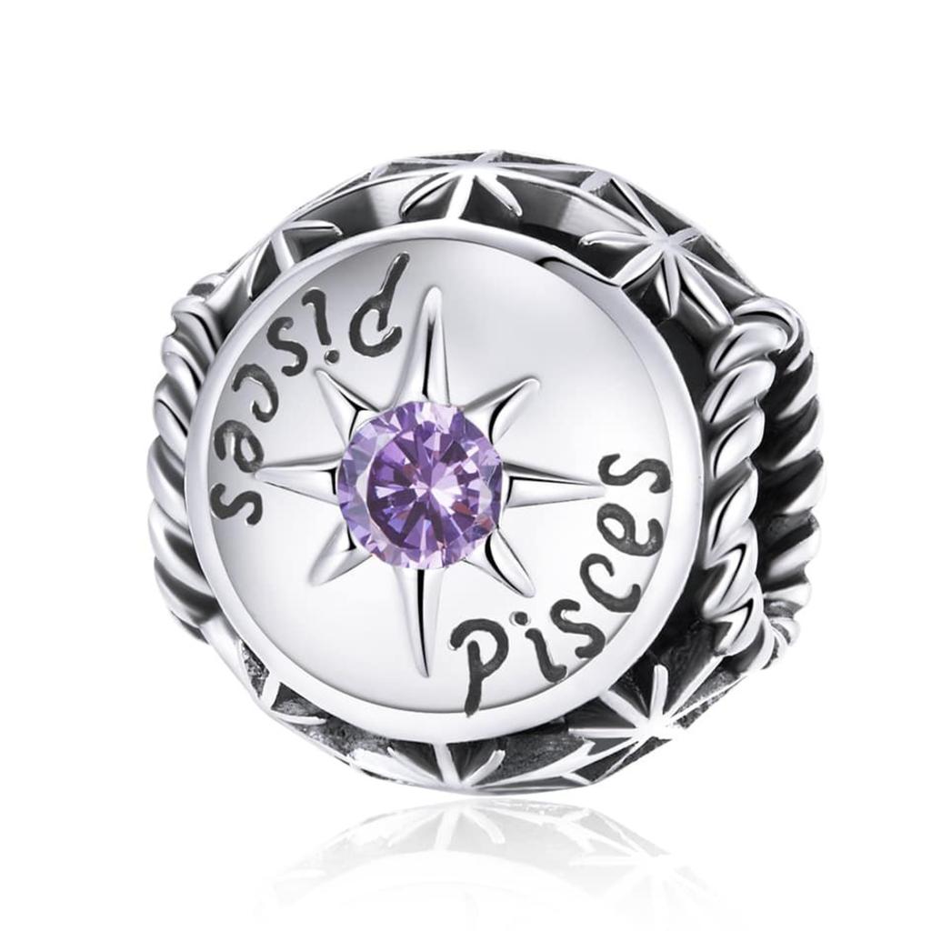 Charms Do Pandora Znak Zodiaku Ryby Kamień Urodzinowy Srebro